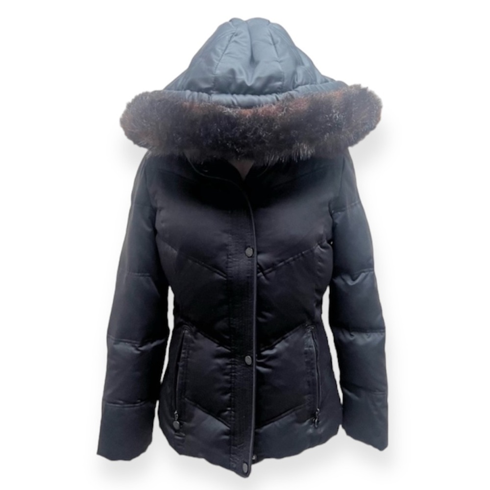 Calvin Klein Down Jacket With Faux Fur Trim Hood Size XS